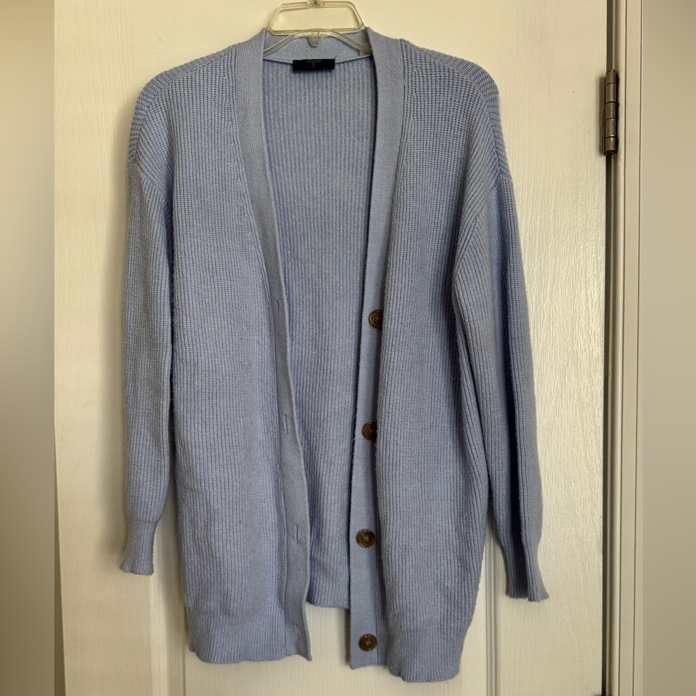 Tahari Light Blue Long Cardigan Sweater
